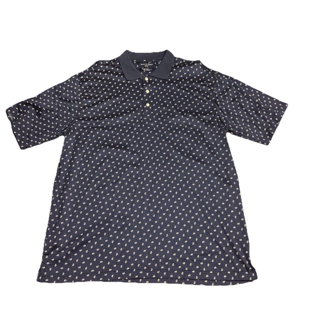 Austin Reed Golf Shirt Mens Large Patterned Polo Double Mercerized Cotton Preppy